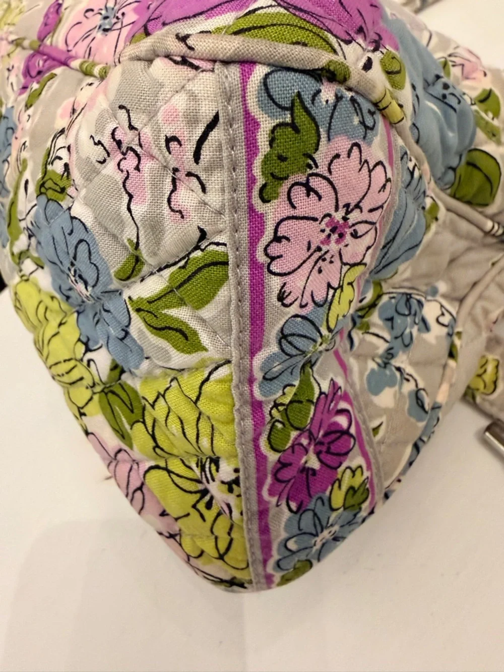 Vera Bradley Floral Quilted Satchel Bag Neutral Multi Cotton w Detachable Strap